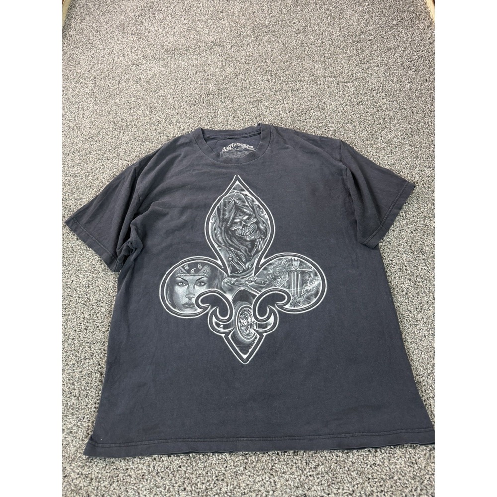 Vintage Y2K Skull Short Sleeve T Shirt Men's Size XL Black Grunge